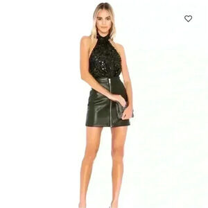 Revolve NBD Faux Leather Zip-Up Mini Skirt
